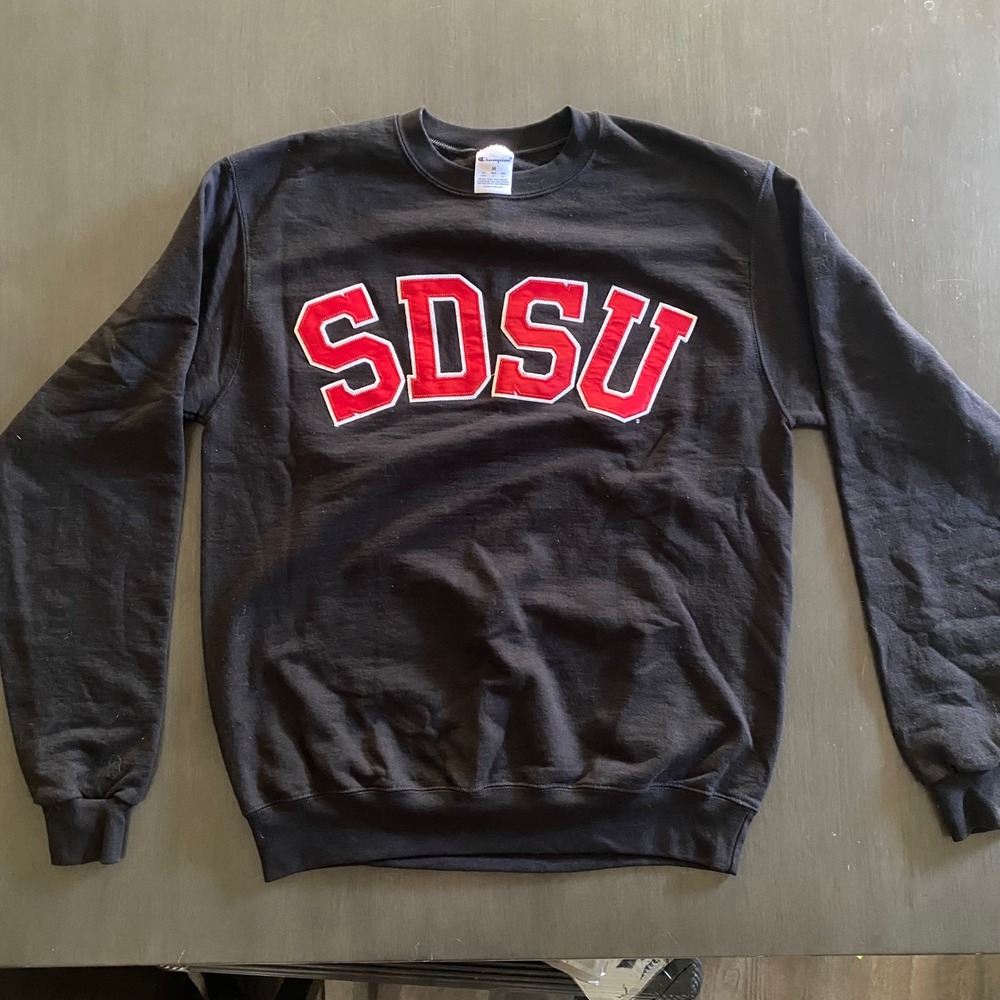 Champion SDSU San Diego State University Crewneck Sweatshirt Black Medium